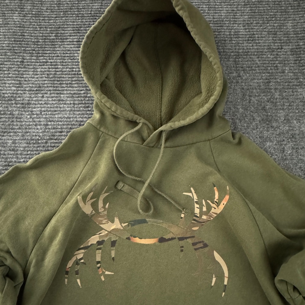 Under Armour Antler Logo Hoodie Small Green Camo Graphic Pullover